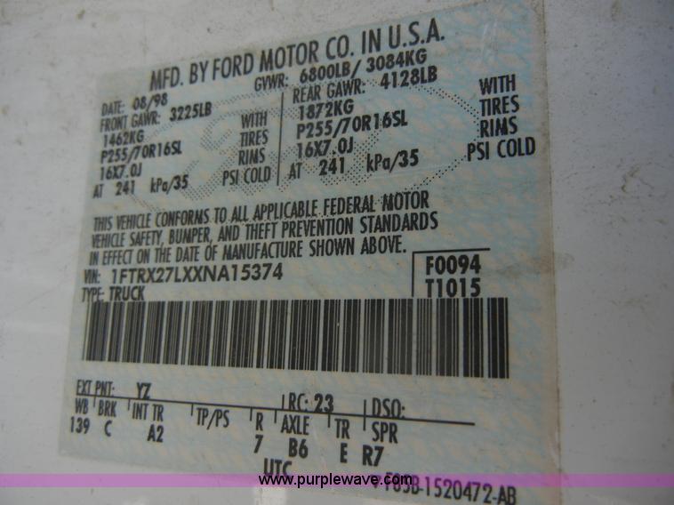 image for item A3009 1999 Ford F250 extended cab pickup truck