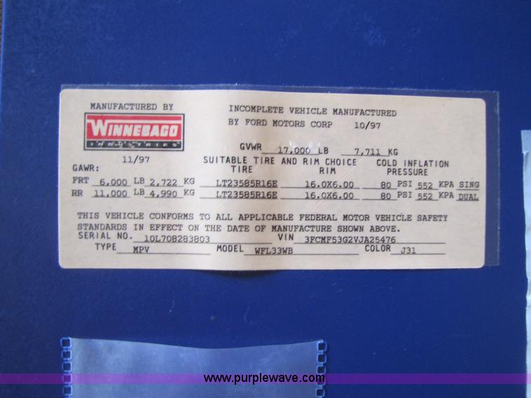 image for item A5093 1998 Winnebago Chieftain RV motor home