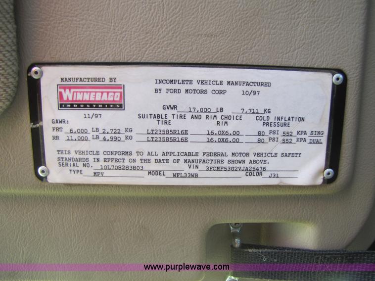 image for item A5093 1998 Winnebago Chieftain RV motor home