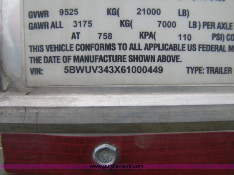 image for item A5095 2006 Millennium 35' triple axle cargo trailer