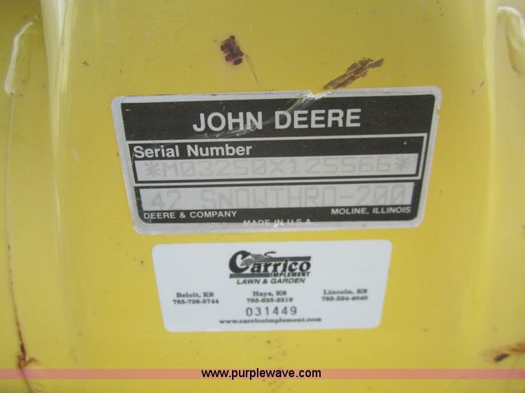 image for item A3777 1994 John Deere 42" snow blower