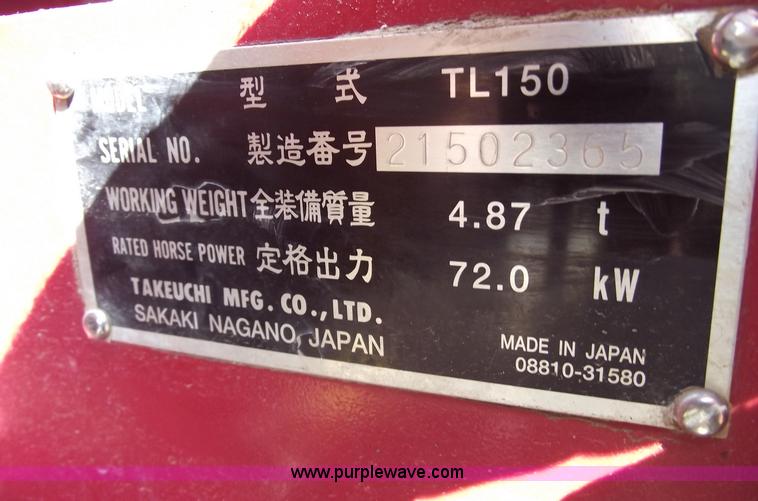 image for item A4159 2005 Takeuchi TL150 skid steer