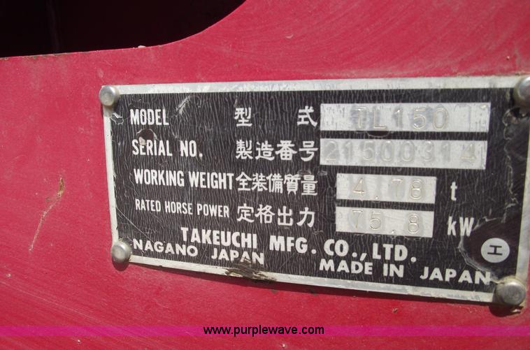image for item A4160 2002 Takeuchi TL150 skid steer