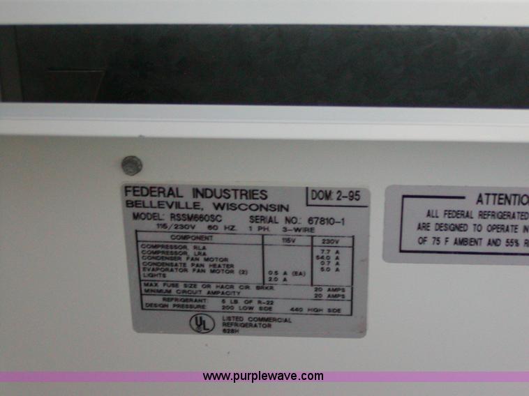 image for item A9953 Federal Industries three-shelf cold case refrigerator