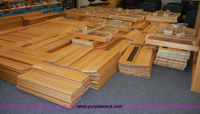 image for item A9968 (8) light oak wooden shelving units