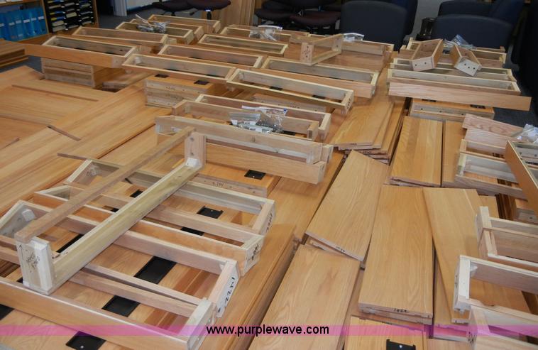 image for item A9968 (8) light oak wooden shelving units