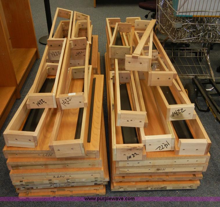 image for item A9968 (8) light oak wooden shelving units