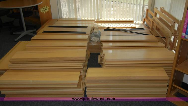 image for item A9969 (4) light oak wooden shelving units