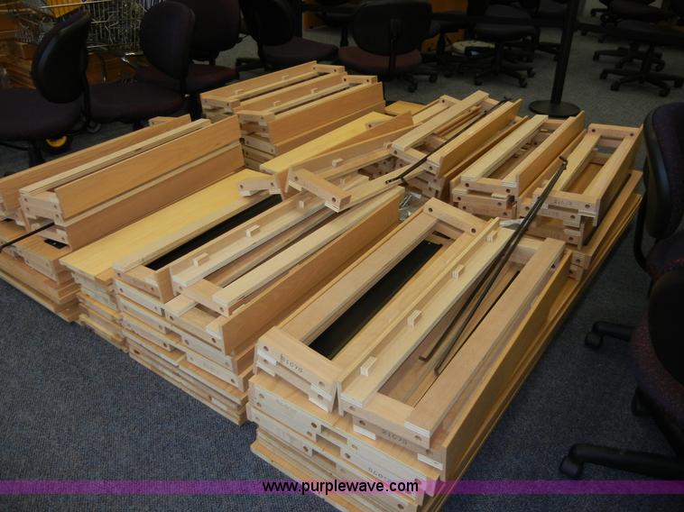 image for item A9969 (4) light oak wooden shelving units