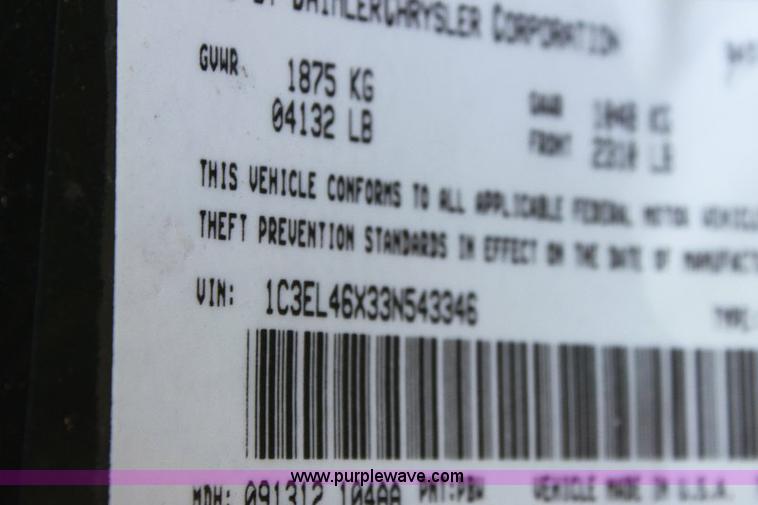 image for item A2552 2003 Chrysler Sebring LX