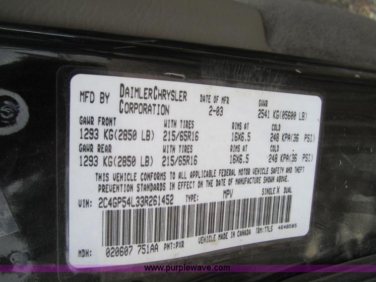 image for item A3839 2003 Chrysler Town & Country LXi mini van