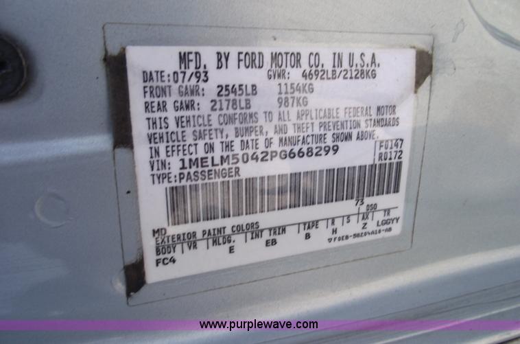 image for item A4149 1993 Mercury Sable GS