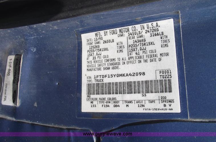 image for item A4156 1991 Ford F150 XLT pickup truck