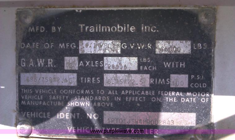 image for item A1139 1991 Trailmobile 45' semi trailer