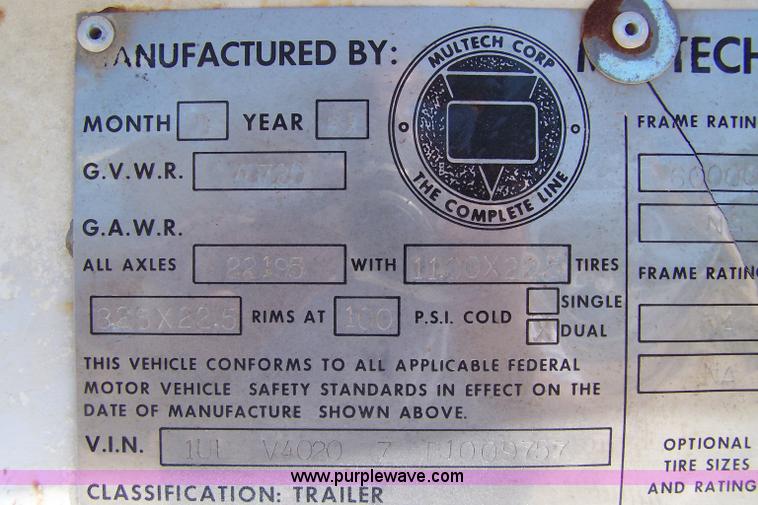 image for item A4558 1981 Multech belly dump trailer