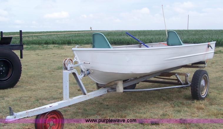 image for item A4512 14' aluminum two-person boat and trailer