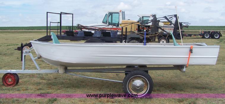 image for item A4512 14' aluminum two-person boat and trailer