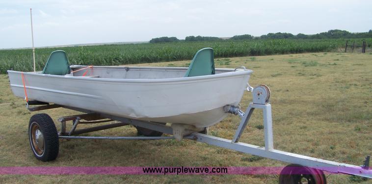image for item A4512 14' aluminum two-person boat and trailer