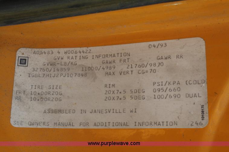 image for item A2181 1993 Chevrolet Kodiak dump truck