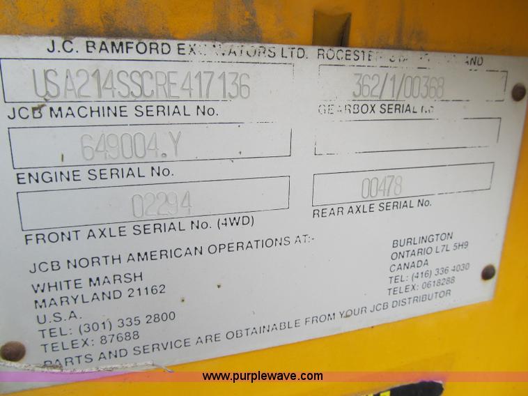 image for item A4920 1994 JCB 214S Sitemaster backhoe