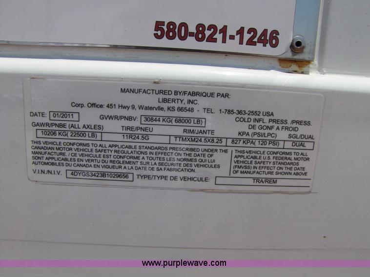 image for item 3441 2011 Travelong 34' dual hopper grain trailer