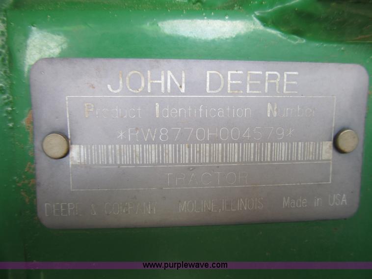 image for item A9675 1996 John Deere 8770 4WD tractor