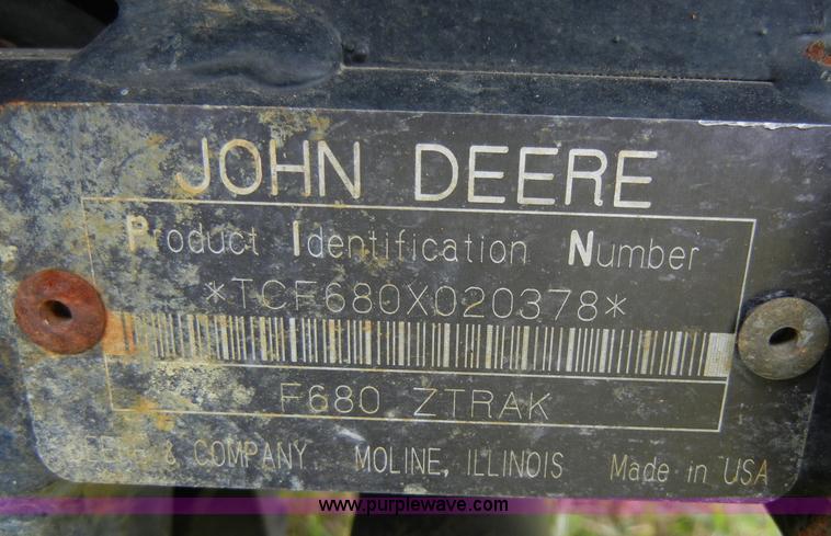 image for item A9989 John Deere F680 Z-Trak zero turn mower
