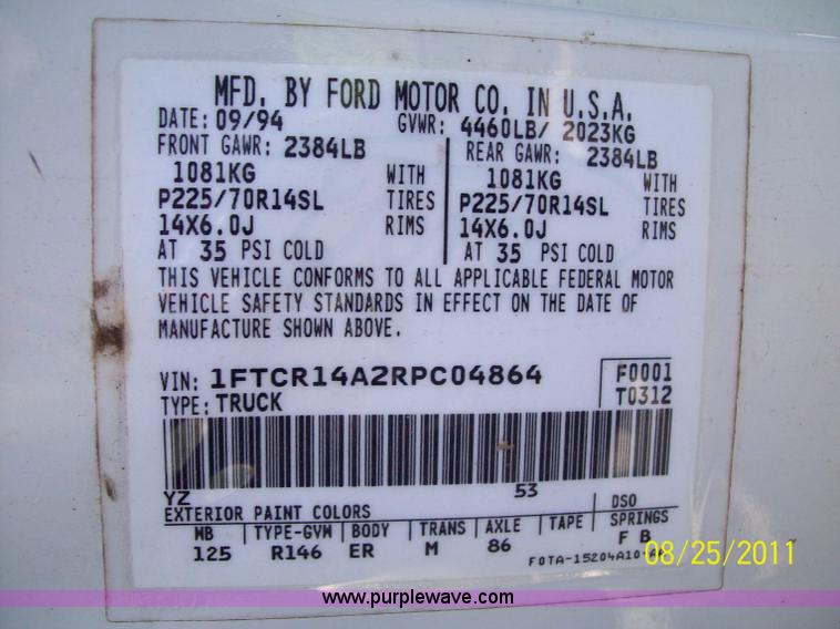 image for item A1244 1994 Ford Ranger XLT extended cab pickup truck