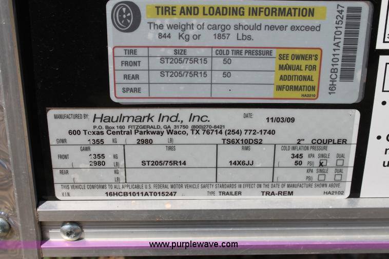 image for item A2721 2009 Haulmark single axle enclosed trailer