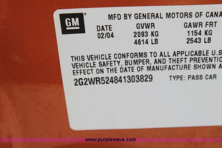 image for item A2723 2004 Pontiac Grand Prix GTP