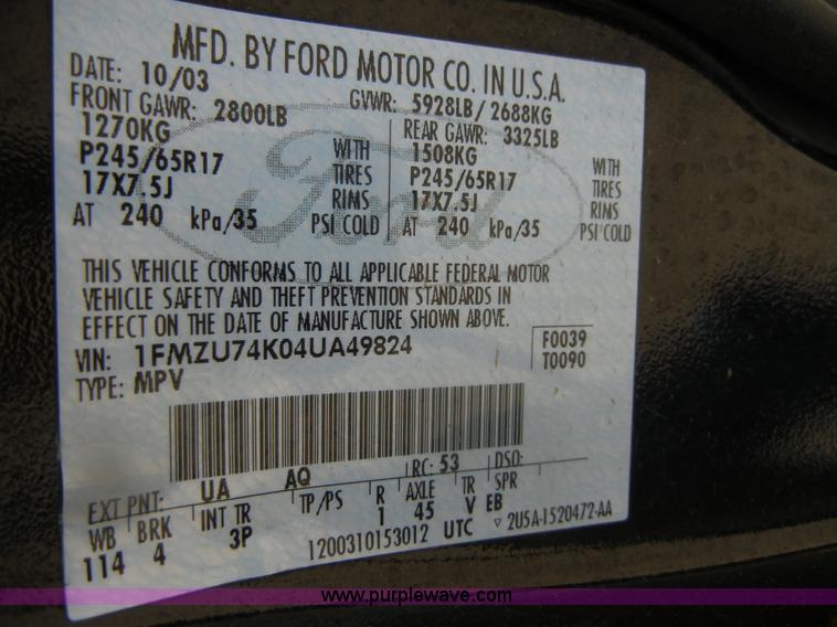 image for item D9709 2004 Ford Explorer Eddie Bauer SUV