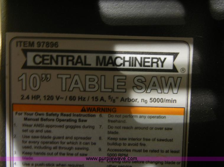 image for item D9748 Central Machinery 10" table saw