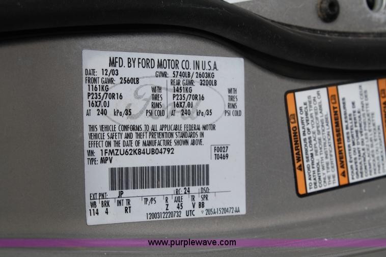 image for item A2225 2004 Ford Explorer XLS SUV