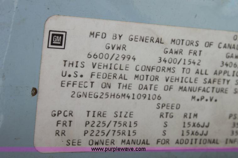 image for item A2670 1991 Chevrolet G20 Sport van