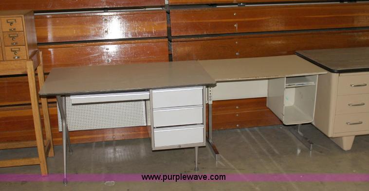 image for item B9958 (13) metal desks and library card cabinet