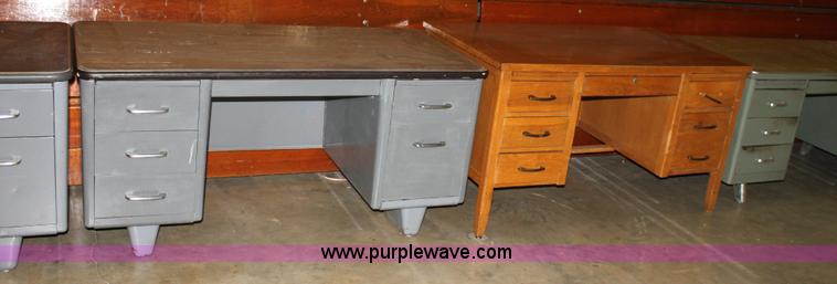 image for item B9958 (13) metal desks and library card cabinet