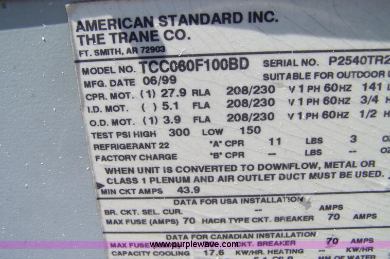 image for item C9358 Trane roof AC unit