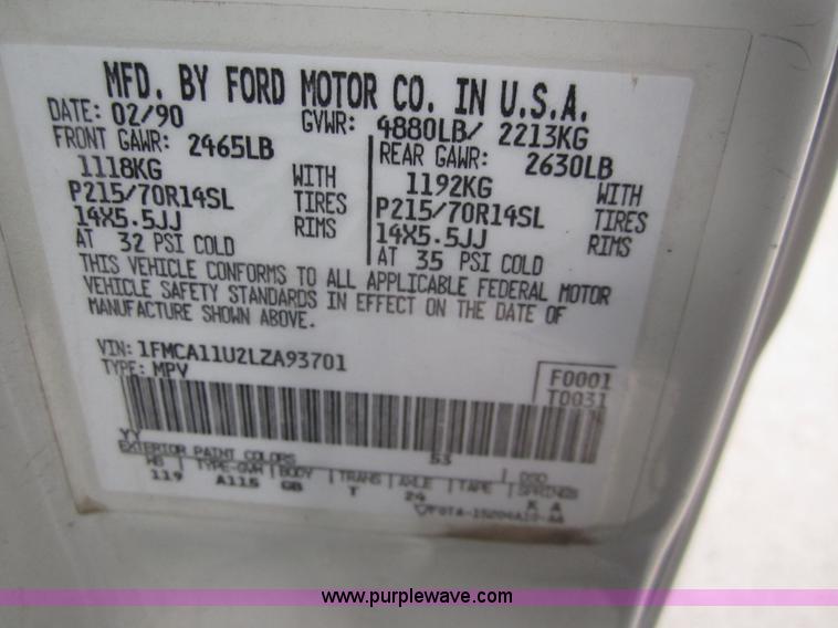image for item C9783 1990 Ford Aerostar XL van