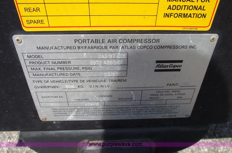 image for item A4042 2006 Atlas Copco XAS97 air compressor