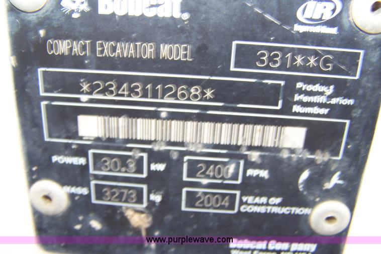 image for item A4510 2004 Bobcat 331G compact excavator