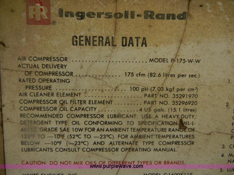 image for item D9697 Ingersoll Rand 175 Whisperized portable compressor