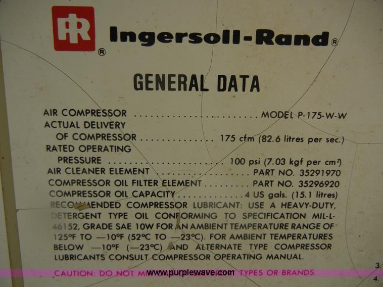 image for item D9698 Ingersoll Rand 175 Spiro Flo portable compressor