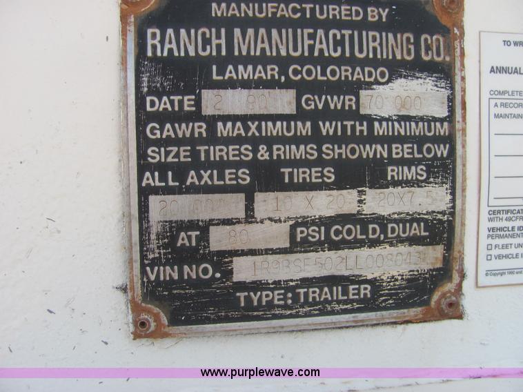 image for item A3568 1990 Ranco belly dump trailer