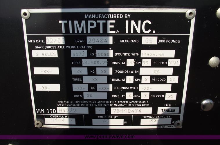 image for item A4028 2007 Timpte Super Hopper 42' aluminum grain trailer