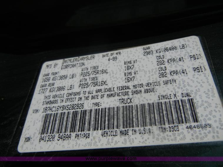 image for item A3081 1999 Dodge Ram 1500 pickup truck