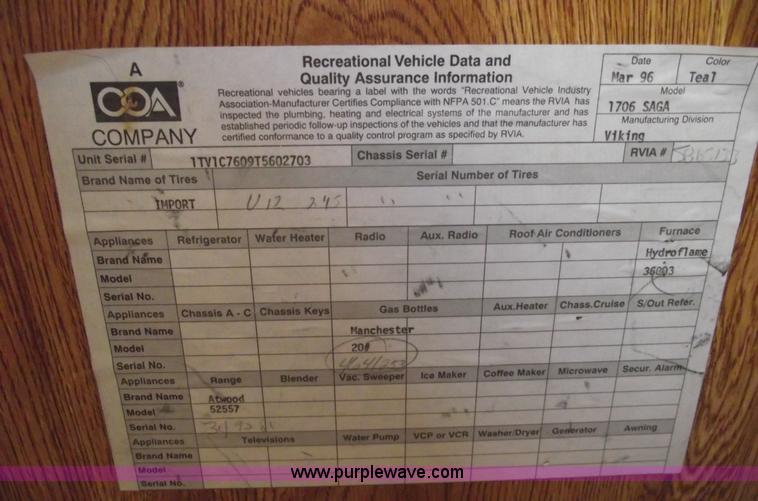 image for item A4062 1996 Viking 1706 pop-up camper
