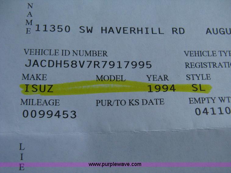 image for item A4301 1994 Isuzu Trooper S SUV