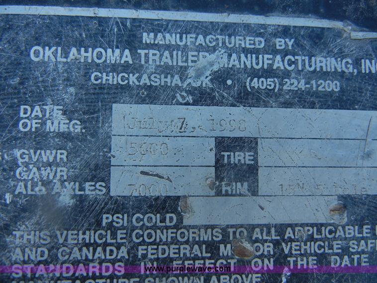 image for item D9725 1998 Oklahoma 16' car trailer