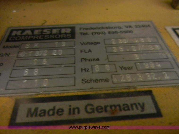 image for item D9730 1994 Kaeser SK19 air compressor
