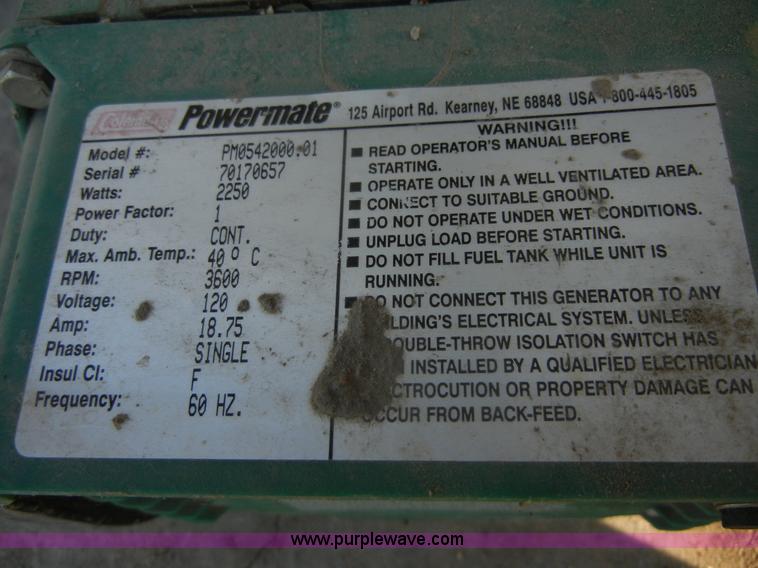 image for item D9737 Coleman Powermate electric generator